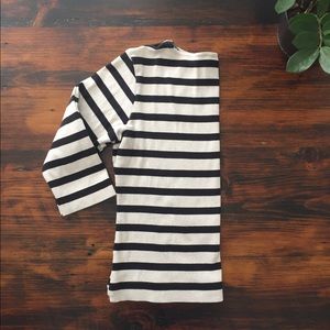 Talbots cream and black striped tee, 3/4 sleeve
